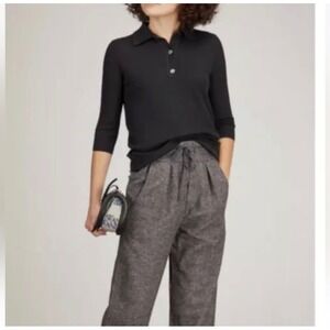 CO Collection Polo shirt Silk Knit short sleeve black M quiet luxury minimalist